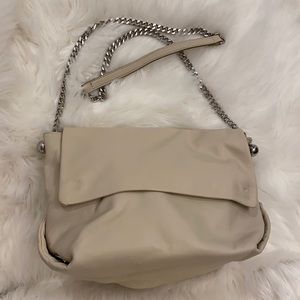 Zara NWOT cream bag, silver chain shoulder strap